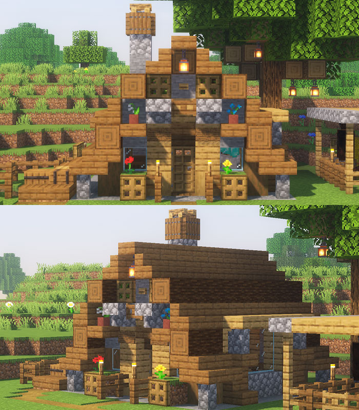 【マイクラ】木と石で簡単かわいいお家の作り方！【建築レシピ】 マイクラモール