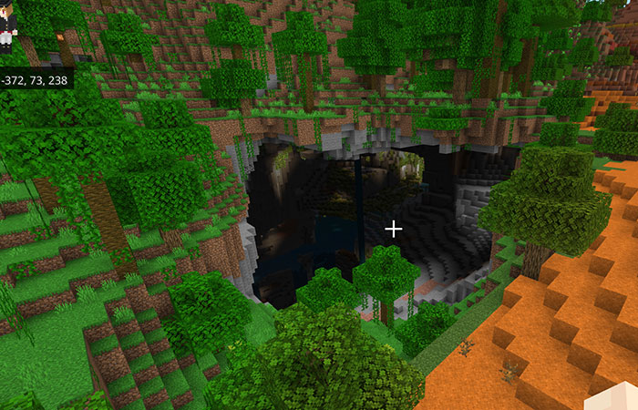 繁茂した洞窟の入り口