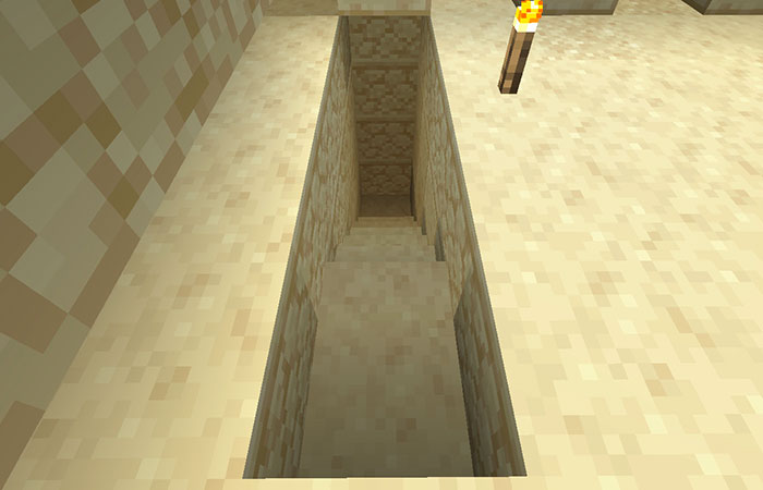 怪しい砂のある隠し部屋の階段