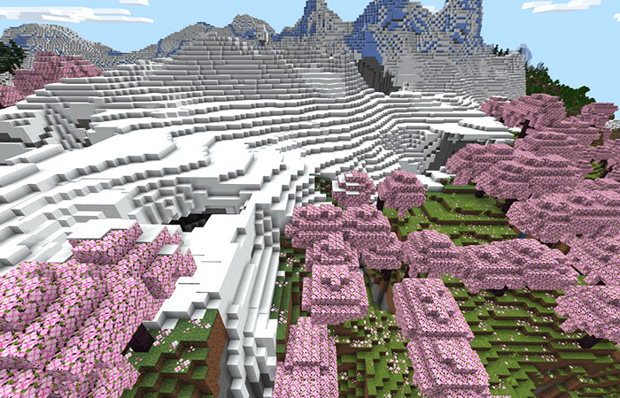 雪山のとなりの桜バイオーム